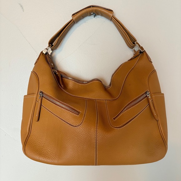 Tod's Miky Shoulder Bag Caramel Tan Leather Hobo Purse Designer Handbag - Picture 1 of 16